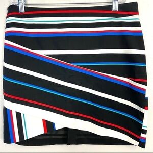 Rebecca Minkoff Red, White, Blue, Black striped Skirt Lined Back Zipper